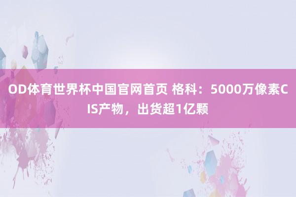 OD体育世界杯中国官网首页 格科：5000万像素CIS产物，出货超1亿颗