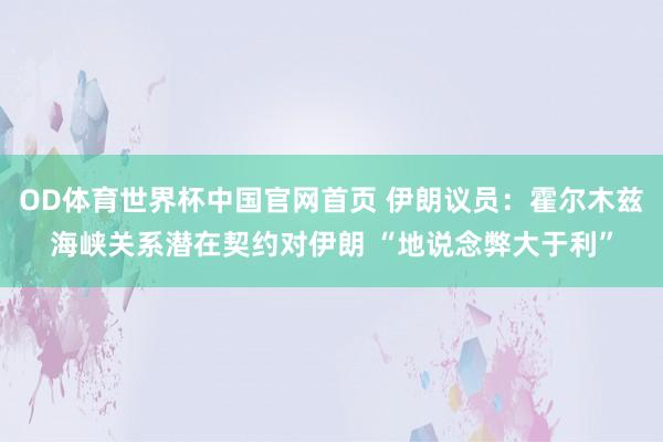 OD体育世界杯中国官网首页 伊朗议员：霍尔木兹海峡关系潜在契约对伊朗 “地说念弊大于利”