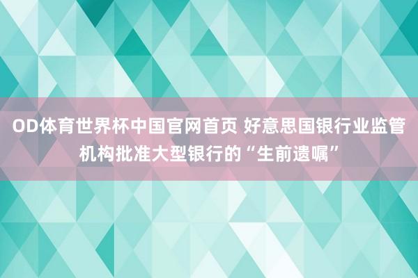 OD体育世界杯中国官网首页 好意思国银行业监管机构批准大型银行的“生前遗嘱”