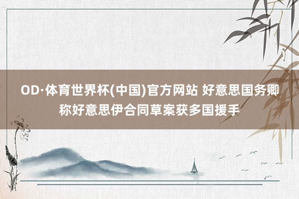 OD·体育世界杯(中国)官方网站 好意思国务卿称好意思伊合同草案获多国援手