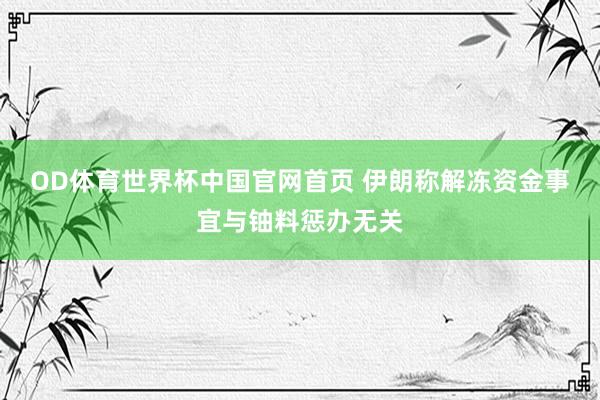 OD体育世界杯中国官网首页 伊朗称解冻资金事宜与铀料惩办无关
