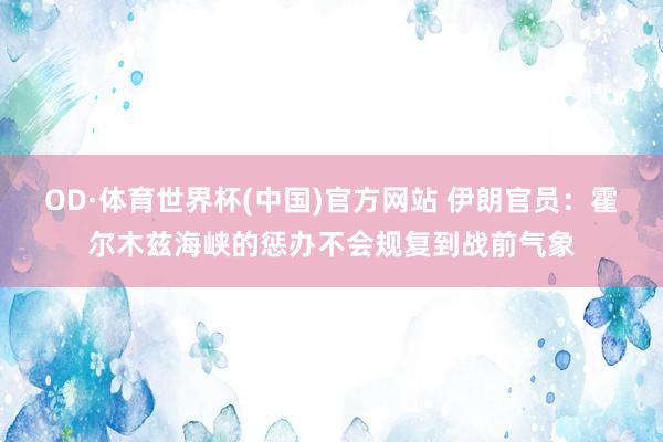 OD·体育世界杯(中国)官方网站 伊朗官员：霍尔木兹海峡的惩办不会规复到战前气象