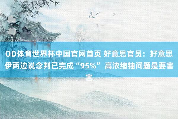 OD体育世界杯中国官网首页 好意思官员：好意思伊两边说念判已完成“95%” 高浓缩铀问题是要害
