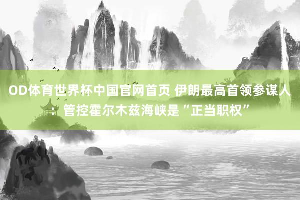 OD体育世界杯中国官网首页 伊朗最高首领参谋人：管控霍尔木兹海峡是“正当职权”