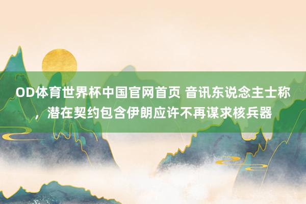 OD体育世界杯中国官网首页 音讯东说念主士称，潜在契约包含伊朗应许不再谋求核兵器