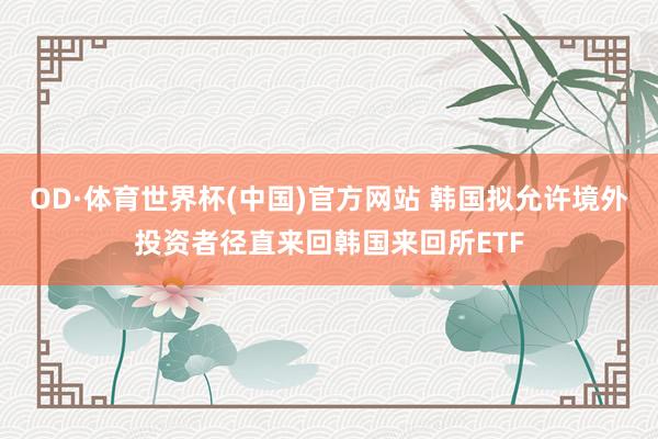 OD·体育世界杯(中国)官方网站 韩国拟允许境外投资者径直来回韩国来回所ETF