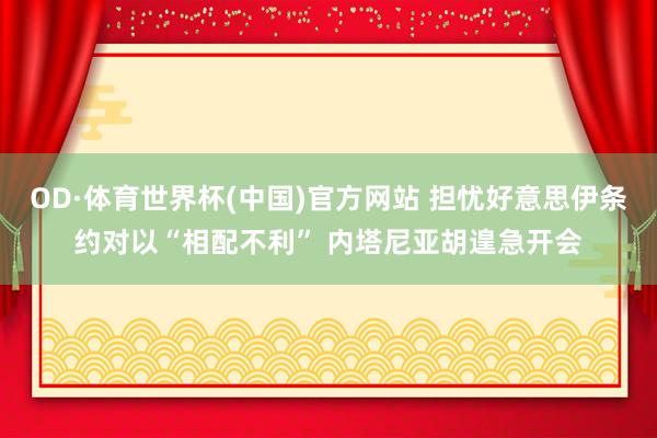 OD·体育世界杯(中国)官方网站 担忧好意思伊条约对以“相配不利” 内塔尼亚胡遑急开会