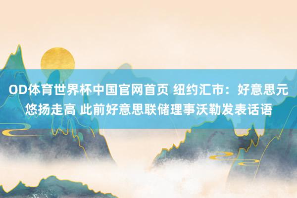 OD体育世界杯中国官网首页 纽约汇市：好意思元悠扬走高 此前好意思联储理事沃勒发表话语
