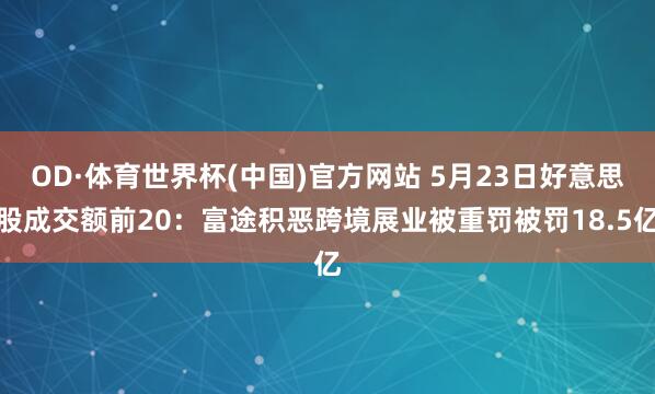 OD·体育世界杯(中国)官方网站 5月23日好意思股成交额前20：富途积恶跨境展业被重罚被罚18.5亿
