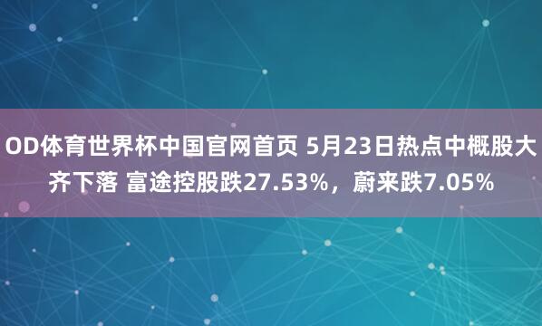OD体育世界杯中国官网首页 5月23日热点中概股大齐下落 富途控股跌27.53%，蔚来跌7.05%