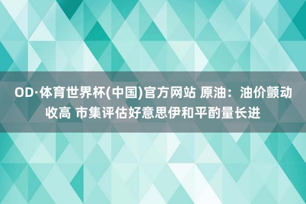 OD·体育世界杯(中国)官方网站 原油：油价颤动收高 市集评估好意思伊和平酌量长进