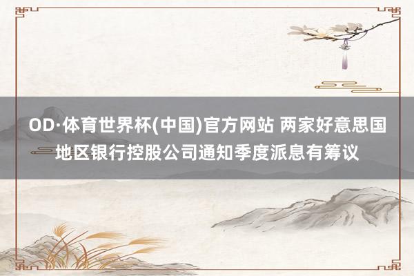 OD·体育世界杯(中国)官方网站 两家好意思国地区银行控股公司通知季度派息有筹议
