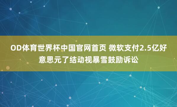 OD体育世界杯中国官网首页 微软支付2.5亿好意思元了结动视暴雪鼓励诉讼