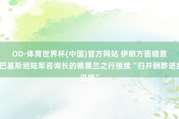 OD·体育世界杯(中国)官方网站 伊朗方面暗意：巴基斯坦陆军咨询长的德黑兰之行接续“归并酬酢进度”