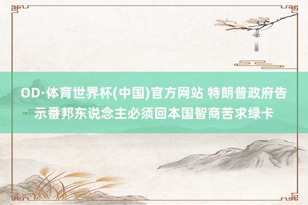 OD·体育世界杯(中国)官方网站 特朗普政府告示番邦东说念主必须回本国智商苦求绿卡