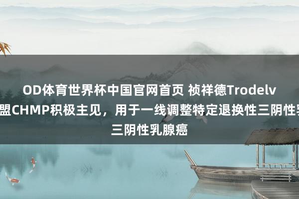 OD体育世界杯中国官网首页 祯祥德Trodelvy获欧盟CHMP积极主见，用于一线调整特定退换性三阴性乳腺癌