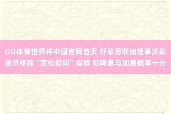 OD体育世界杯中国官网首页 好意思联储理事沃勒接济移除“宽松倾向”措辞 称降息与加息概率十分