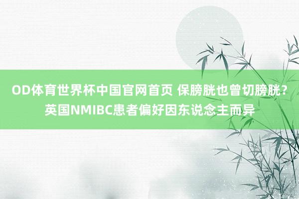 OD体育世界杯中国官网首页 保膀胱也曾切膀胱？英国NMIBC患者偏好因东说念主而异