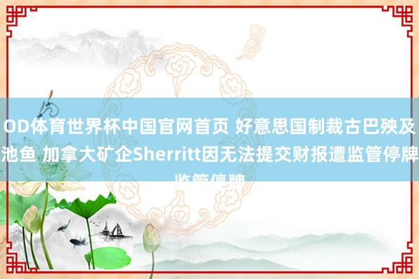 OD体育世界杯中国官网首页 好意思国制裁古巴殃及池鱼 加拿大矿企Sherritt因无法提交财报遭监管停牌