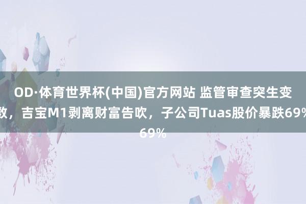 OD·体育世界杯(中国)官方网站 监管审查突生变数，吉宝M1剥离财富告吹，子公司Tuas股价暴跌69%