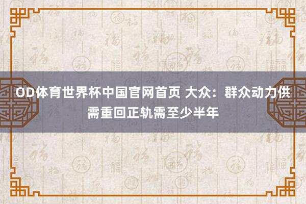 OD体育世界杯中国官网首页 大众：群众动力供需重回正轨需至少半年