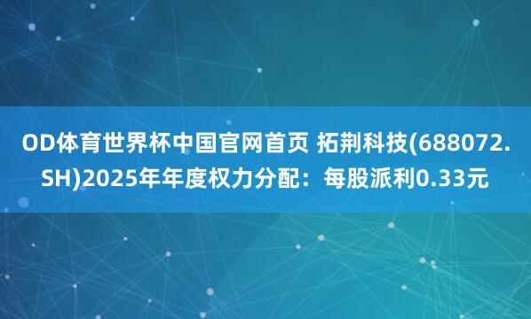 OD体育世界杯中国官网首页 拓荆科技(688072.SH)2025年年度权力分配：每股派利0.33元