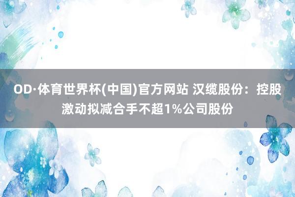 OD·体育世界杯(中国)官方网站 汉缆股份：控股激动拟减合手不超1%公司股份