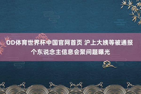 OD体育世界杯中国官网首页 沪上大姨等被通报 个东说念主信息会聚问题曝光