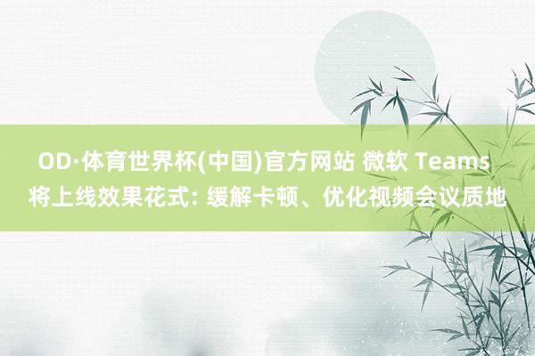 OD·体育世界杯(中国)官方网站 微软 Teams 将上线效果花式: 缓解卡顿、优化视频会议质地