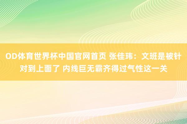 OD体育世界杯中国官网首页 张佳玮：文班是被针对到上面了 内线巨无霸齐得过气性这一关