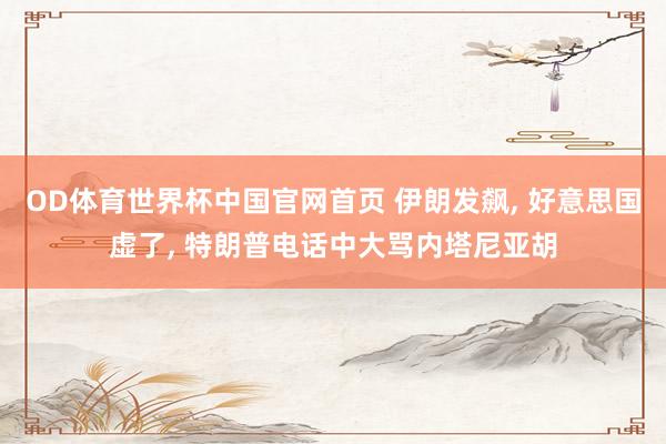 OD体育世界杯中国官网首页 伊朗发飙, 好意思国虚了, 特朗普电话中大骂内塔尼亚胡