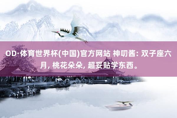 OD·体育世界杯(中国)官方网站 神叨酱: 双子座六月, 桃花朵朵, 超妥贴学东西。