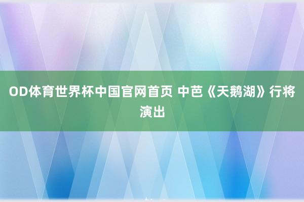 OD体育世界杯中国官网首页 中芭《天鹅湖》行将演出
