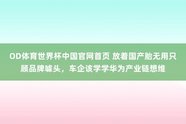 OD体育世界杯中国官网首页 放着国产胎无用只顾品牌噱头，车企该学学华为产业链想维