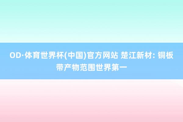 OD·体育世界杯(中国)官方网站 楚江新材: 铜板带产物范围世界第一