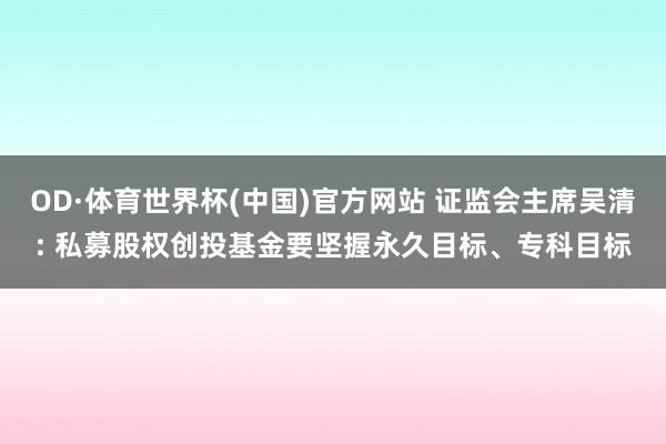 OD·体育世界杯(中国)官方网站 证监会主席吴清: 私募股权创投基金要坚握永久目标、专科目标