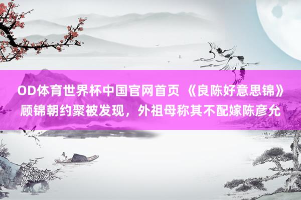 OD体育世界杯中国官网首页 《良陈好意思锦》顾锦朝约聚被发现，外祖母称其不配嫁陈彦允