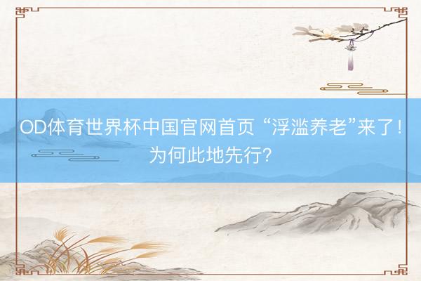 OD体育世界杯中国官网首页 “浮滥养老”来了!为何此地先行?