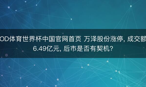 OD体育世界杯中国官网首页 万泽股份涨停, 成交额6.49亿元, 后市是否有契机?