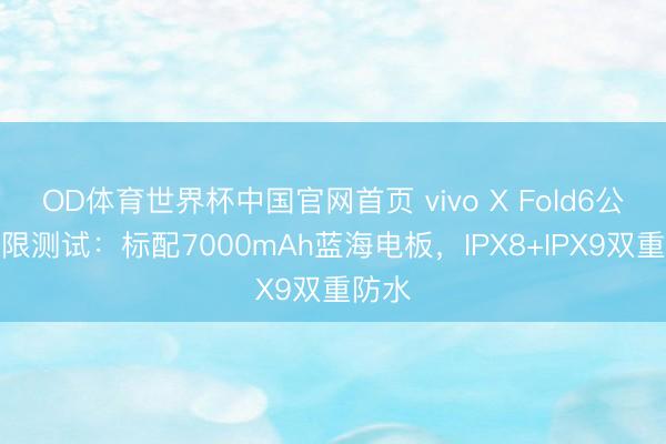 OD体育世界杯中国官网首页 vivo X Fold6公布极限测试:标配7000mAh蓝海电板,IPX8+IPX9双重防水